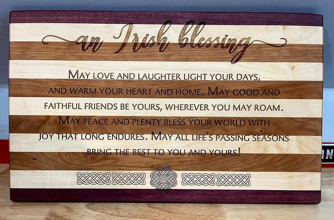 Exotic wood cutting board, laser engraved