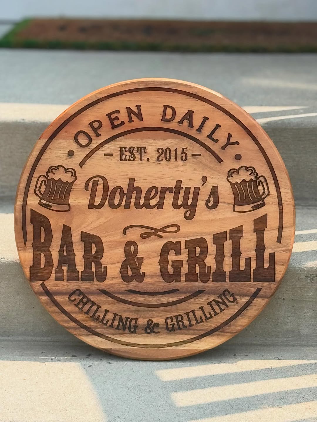Round Engraved Bar Sign, MJeDesigns Shop
